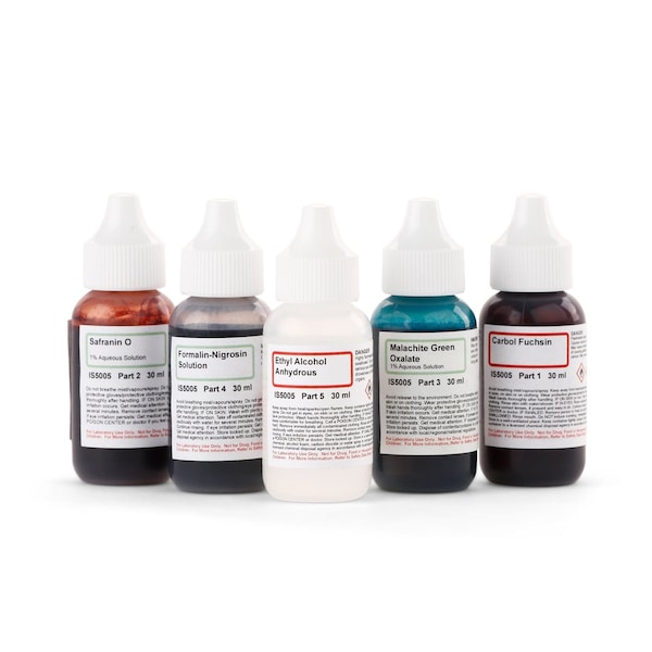 Amscope Spore Stain Kit of Five Chemicals for Preparing Microscope